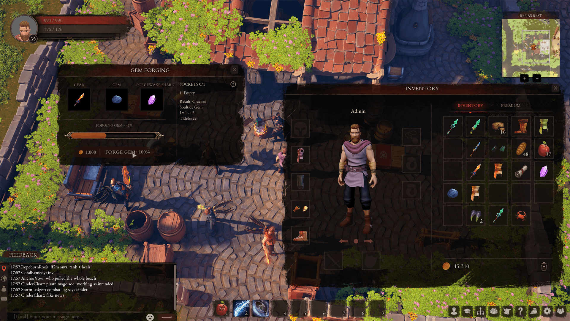 Pirate Mage forging a gem into a dagger through the Pirate Royalty equipment interface